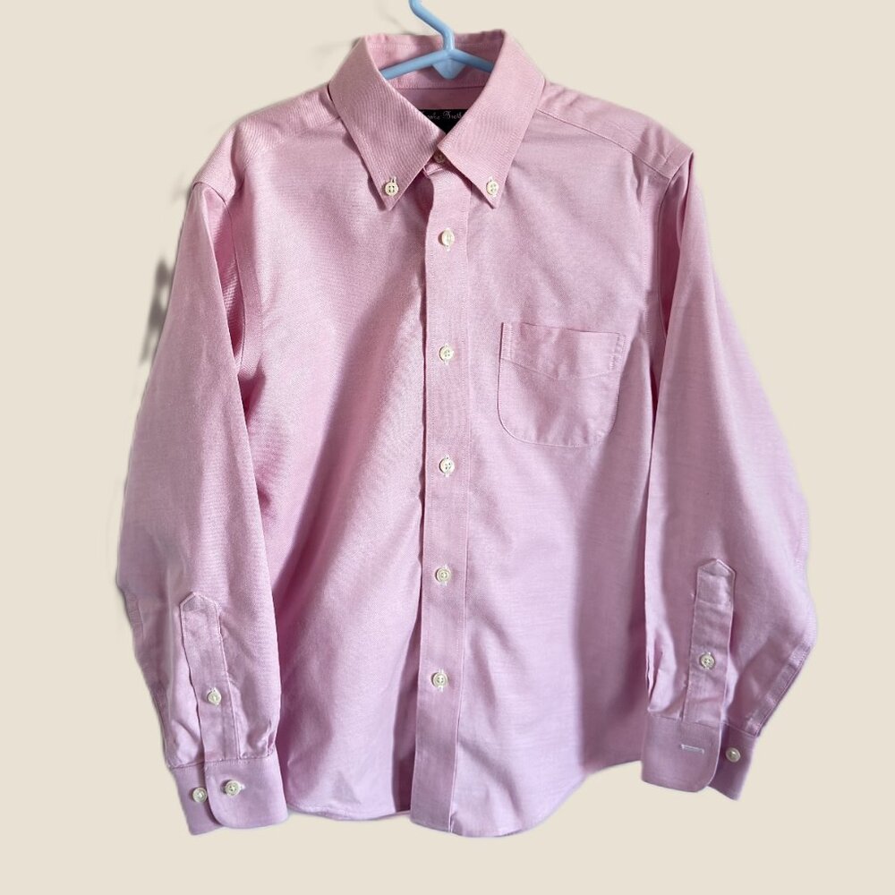 Brooks Brothers Pink Supima Dress Shirt Boys 8 Button Down Non-Iron Preppy